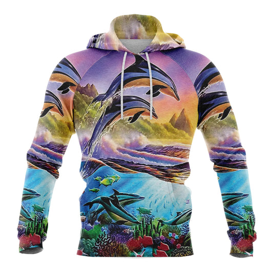 Lovely Dolphins Pullover Premium Hoodie, Perfect Outfit For Men And Women On Christmas New Year Autumn Winter