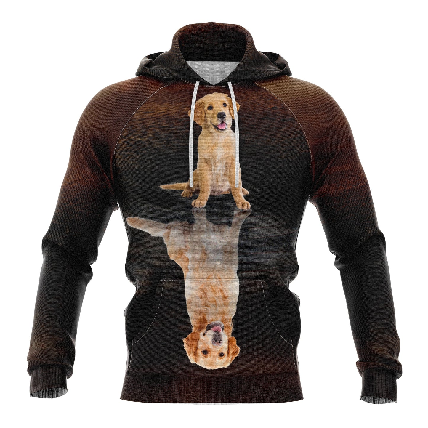 Awesome Golden Retriever Reflection Premium Brown Hoodie, Perfect Outfit For Men And Women On Christmas New Year Autumn Winter