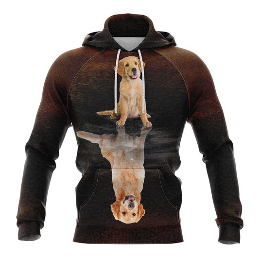 Awesome Golden Retriever Reflection Premium Brown Hoodie, Perfect Outfit For Men And Women On Christmas New Year Autumn Winter