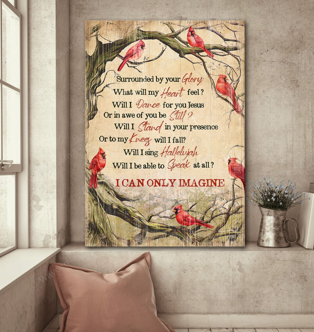 Jesus Portrait Canvas - Red cardinal, Oldest tree, Rainy day, I can only imagine Portrait Canvas - Gift For Christian Canvas Prints, Wall Art