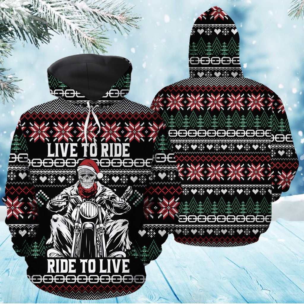 Motorbike Live To Ride Skull Pullover Premium Hoodie, Perfect Outfit For Men And Women On Christmas New Year Autumn Winter