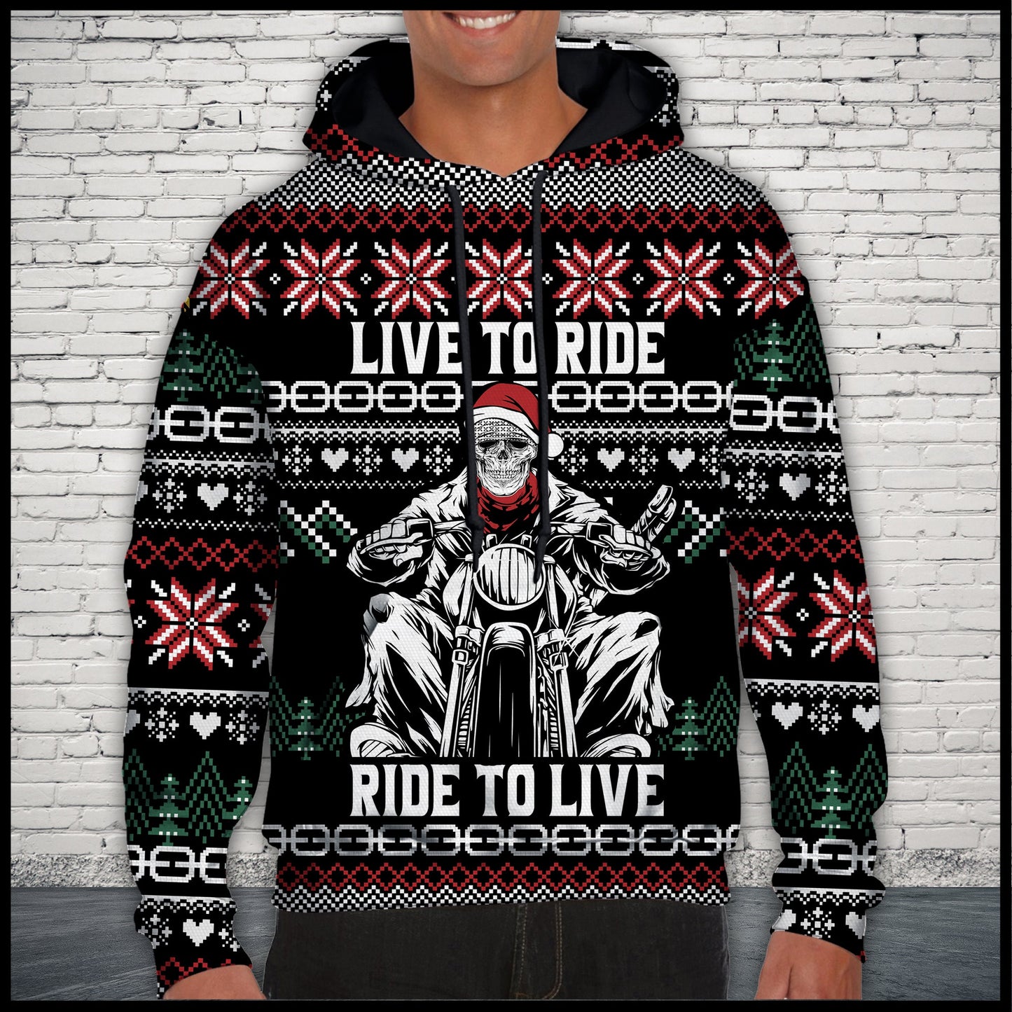 Motorbike Live To Ride Skull Pullover Premium Hoodie, Perfect Outfit For Men And Women On Christmas New Year Autumn Winter