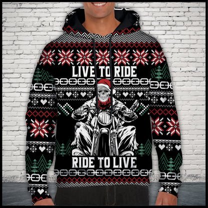 Motorbike Live To Ride Skull Pullover Premium Hoodie, Perfect Outfit For Men And Women On Christmas New Year Autumn Winter