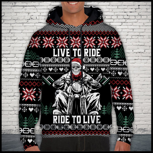 Motorbike Live To Ride Skull Pullover Premium Hoodie, Perfect Outfit For Men And Women On Christmas New Year Autumn Winter