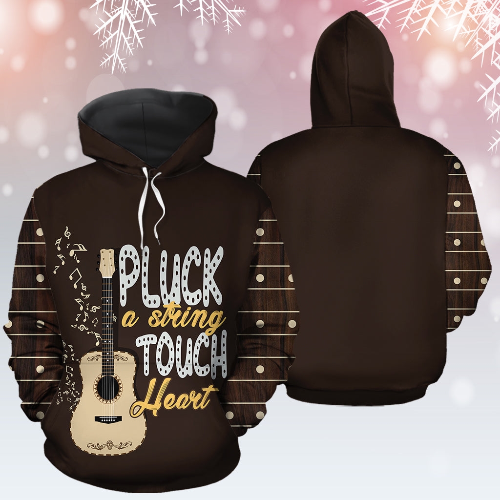 Guitar Pullover Premium Hoodie Pluck A String Touch Heart, Perfect Outfit For Men And Women On Christmas New Year Autumn Winter