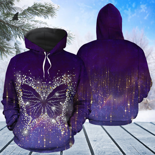 Purple Butterfly Snowflake Pullover Premium Hoodie, Perfect Outfit For Men And Women On Christmas New Year Autumn Winter