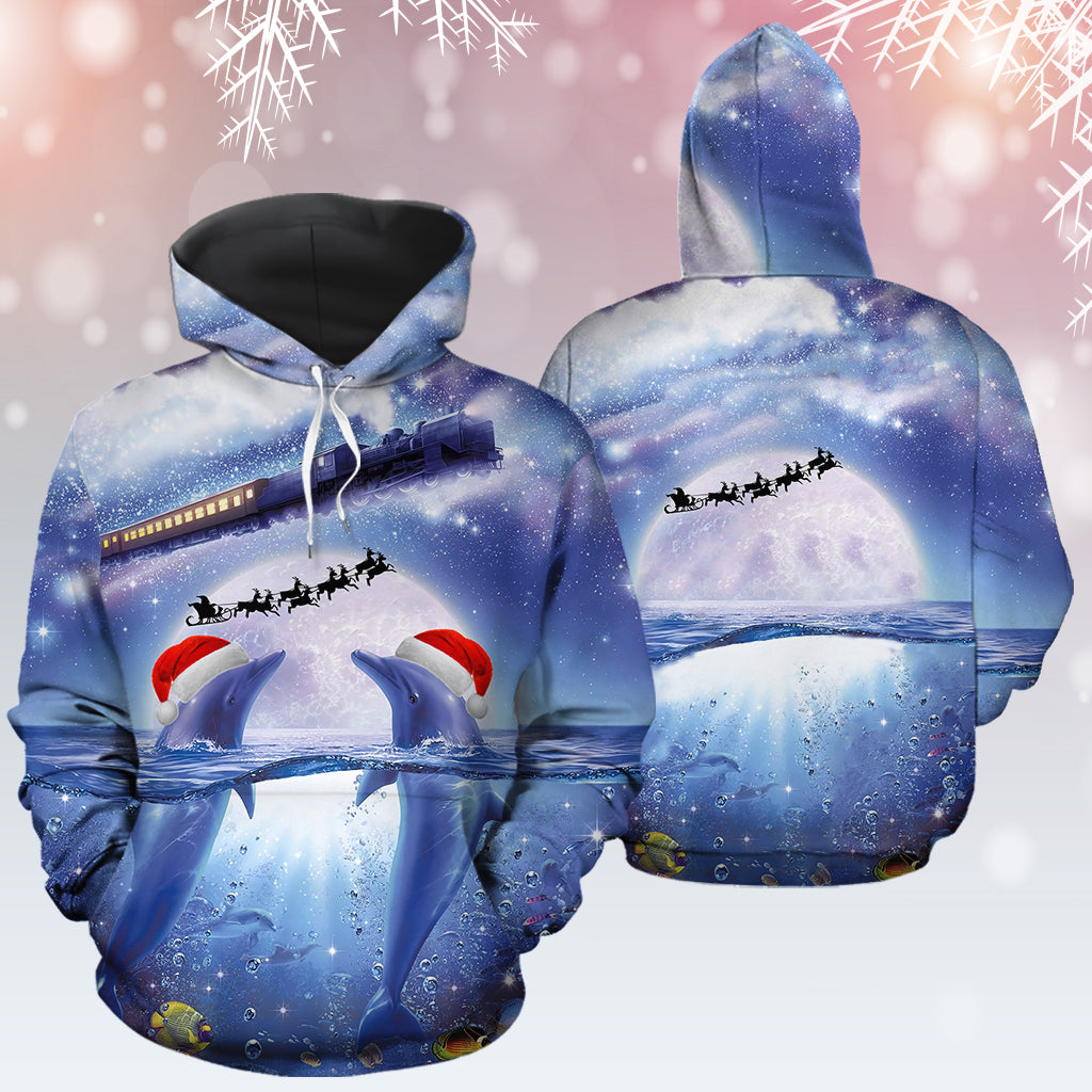 Awesome Dolphin Christmas Premium Hoodie, Perfect Outfit For Men And Women On Christmas New Year Autumn Winter