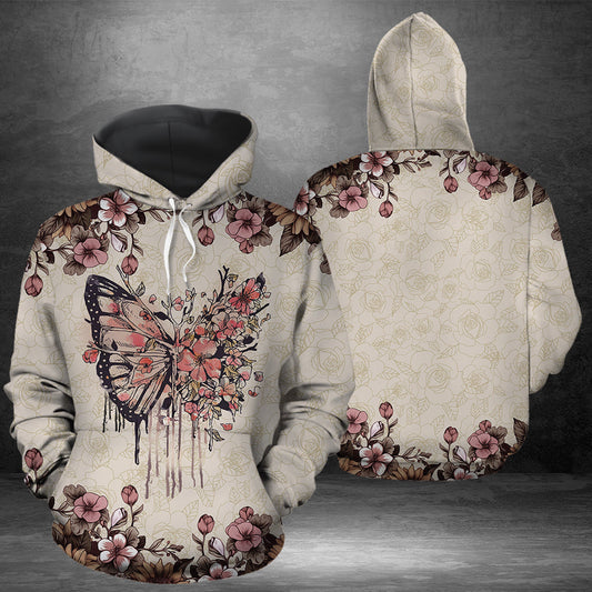Awesome Butterfly Vintage Flower Premium Hoodie, Perfect Outfit For Men And Women On Christmas New Year Autumn Winter