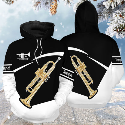 Trumpet Black White Pullover Premium Hoodie, Perfect Outfit For Men And Women On Christmas New Year Autumn Winter