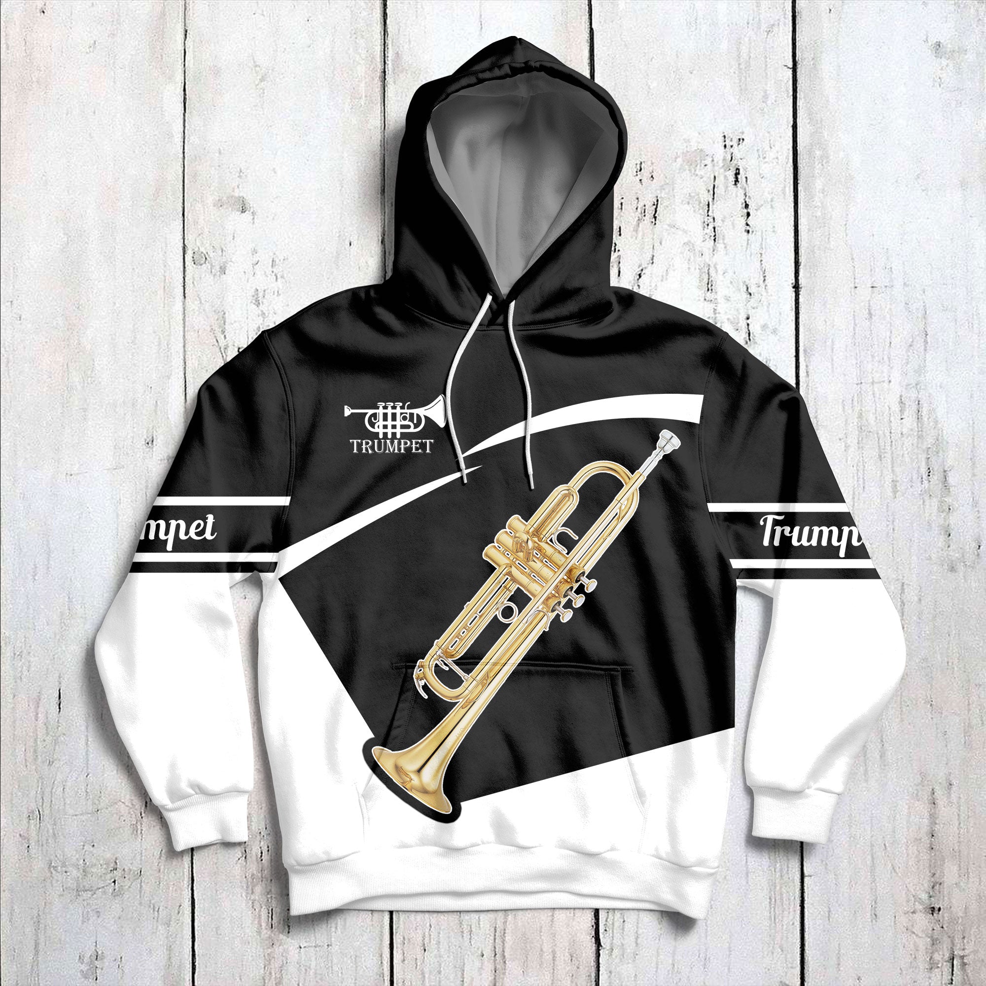 Trumpet Black White Pullover Premium Hoodie, Perfect Outfit For Men And Women On Christmas New Year Autumn Winter