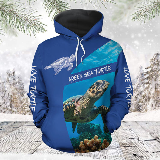 Love Green Sea Turtle Pullover Premium Hoodie, Perfect Outfit For Men And Women On Christmas New Year Autumn Winter