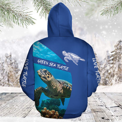Love Green Sea Turtle Pullover Premium Hoodie, Perfect Outfit For Men And Women On Christmas New Year Autumn Winter