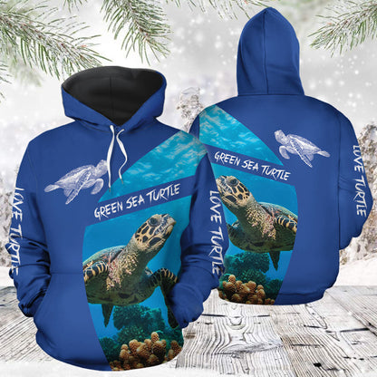 Love Green Sea Turtle Pullover Premium Hoodie, Perfect Outfit For Men And Women On Christmas New Year Autumn Winter