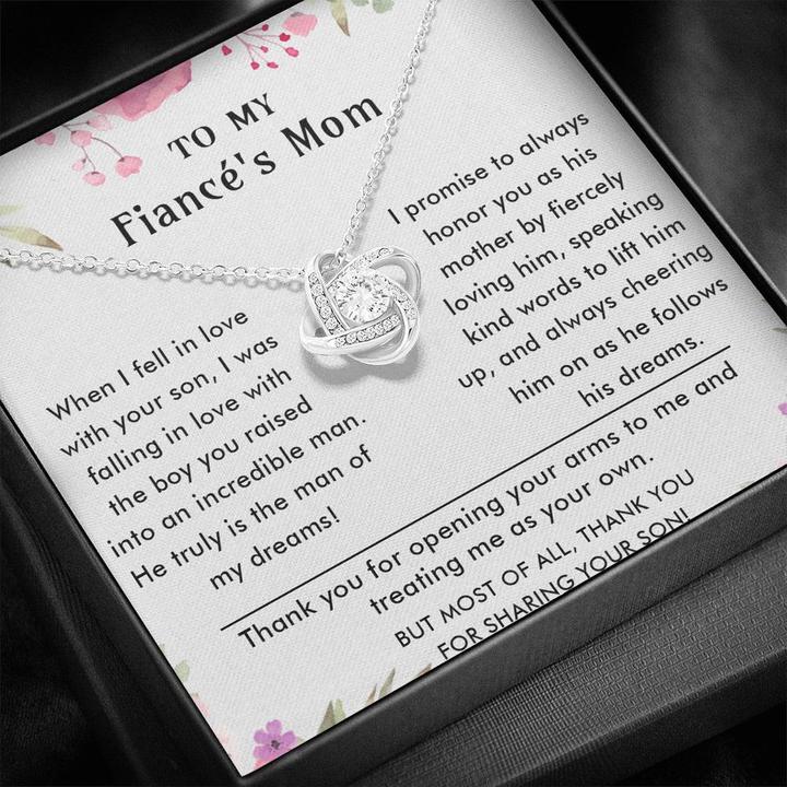 Love Knot Necklace Gift Fiancé's Mom, Future Mother-in-law On Mother's Day, Birthday From Girlfriend, Thank You For Sharing Your Son