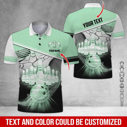 Custom Bowling Men Polo Shirt - Amazing Bowling Ball Pattern And Beer Personalized Name Polo Shirt - Perfect Bowling Gift For Men, Bowling Lover - Amzanimalsgift