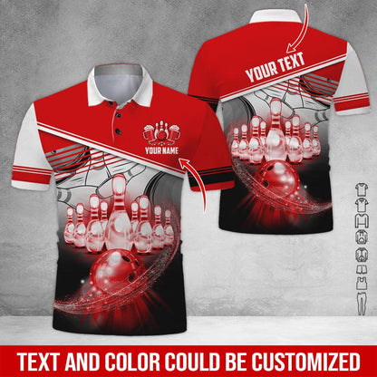 Custom Bowling Men Polo Shirt - Amazing Bowling Ball Pattern And Beer Personalized Name Polo Shirt - Perfect Bowling Gift For Men, Bowling Lover - Amzanimalsgift