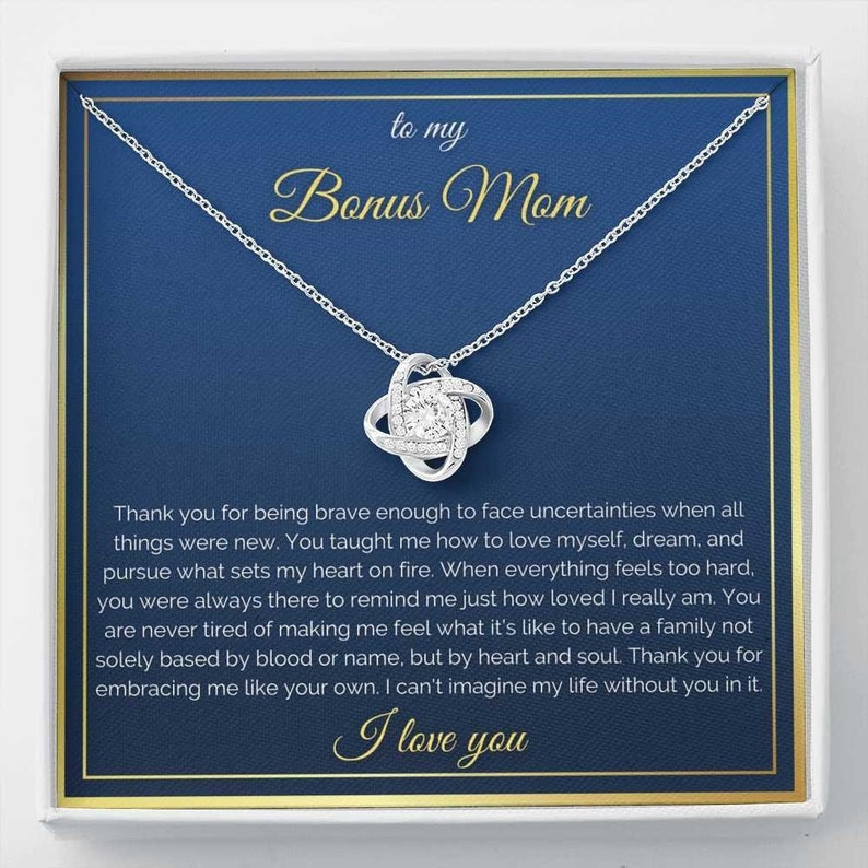 Bonus Mom Necklace, Step Mom Necklace, Gift For Birthday & Mother's Day, Unique Message Card From Daughter Son, My Life Without You In It