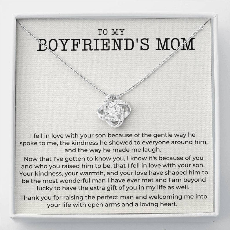 Love Knot Necklace Gift Boyfriend's Mom, Future Mother-in-law On Mother's Day, Birthday From Girlfriend, I Fell In Love With Your Son