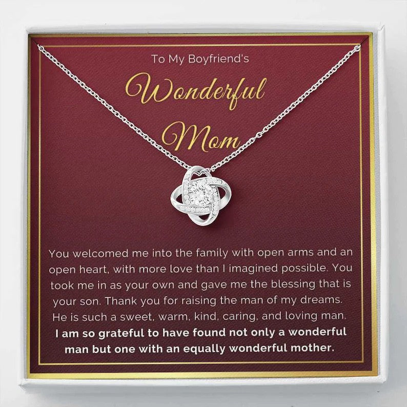 Necklace Gift Boyfriend's Wonderful Mom, Future Mother-in-law On Mother's Day, Birthday From Girlfriend, You Welcomed Me Into The Family
