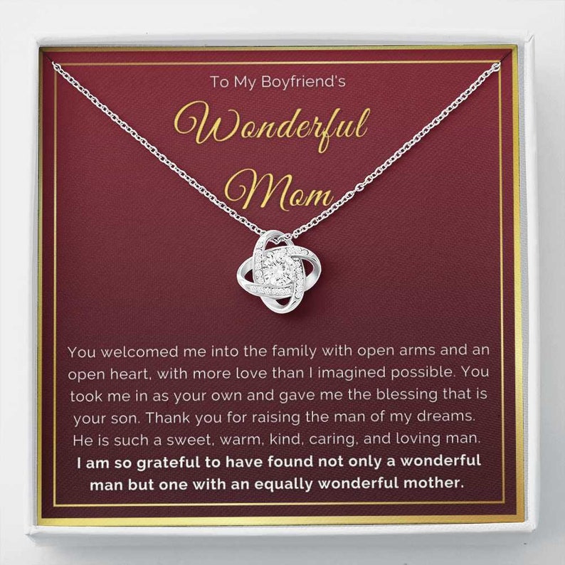 Necklace Gift Boyfriend's Mom, Future Mother-in-law On Birthday, Mother's Day From Future Daughter-in-law, So Grateful To Have Found A Wonderful Man