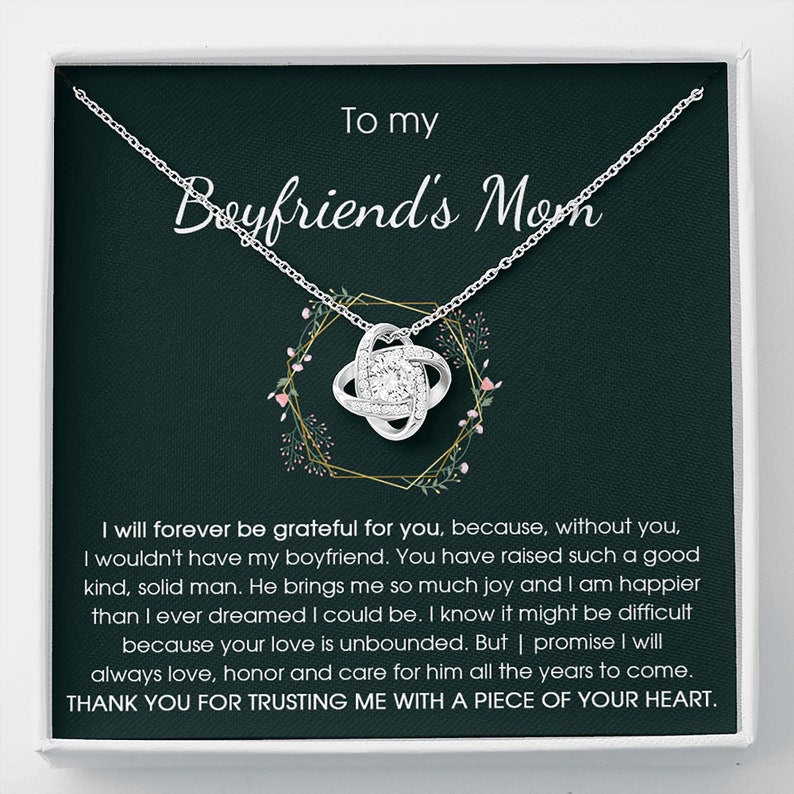 Love Knot Necklace Gift Boyfriend's Mom, Future Mother-in-law On Mother's Day, Birthday From Girlfriend, I Will Forever Be Grateful For You