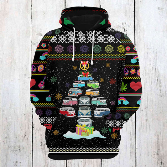 Caravan Christmas Tree Pullover Premium Hoodie, Perfect Outfit For Men And Women On Christmas New Year Autumn Winter