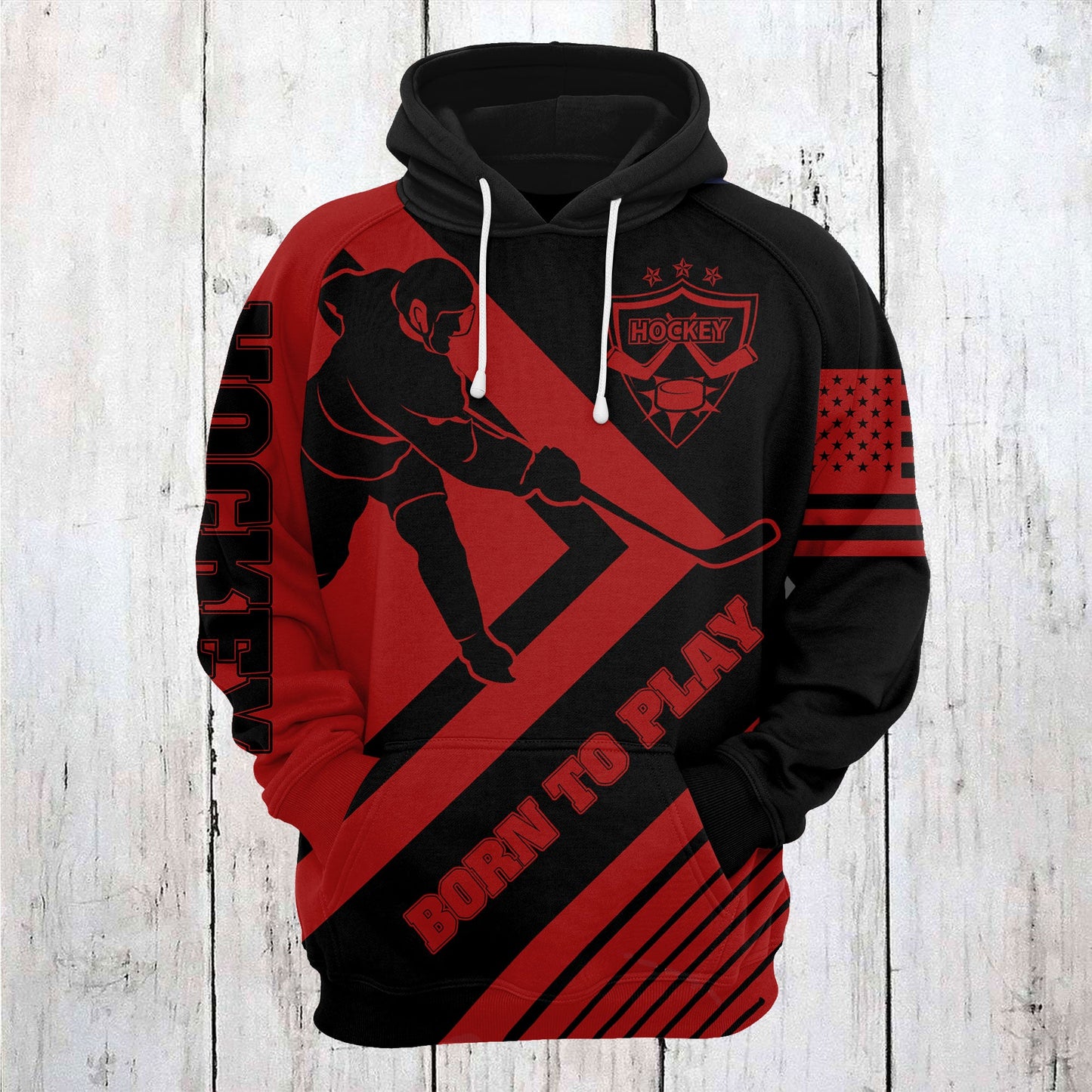 Custom Name Hockey Born To Play Pullover Premium Hoodie, Perfect Outfit For Men And Women On Christmas New Year Autumn Winter