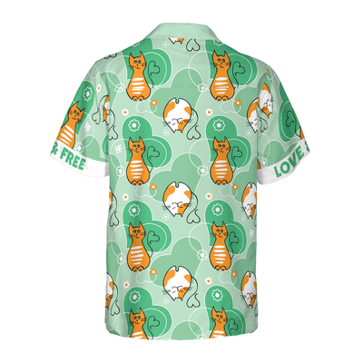 Cat Hawaiian Shirt, Cat Love And Free Aloha Shirt For Men - Perfect Gift For Men, Cat Lovers, Dog Lovers, Husband, Boyfriend, Friend, Family - Amzanimalsgift