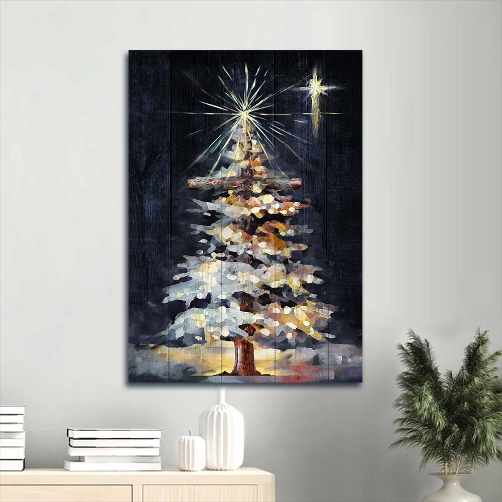 Jesus Portrait Canvas - Beautiful Christmas tree, Holy night Portrait Canvas - Gift For Christian