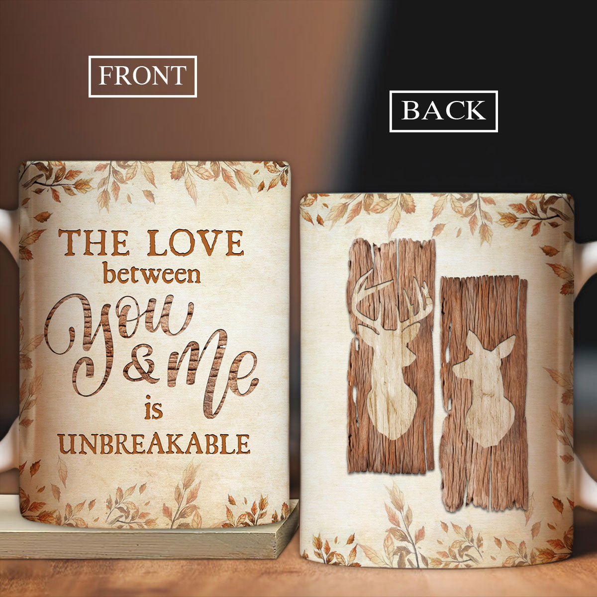 Couple AOP Mug - Vintage, Deer couple Mug - Gift for Couple, lover- The love between you & me is unbreakable Mug