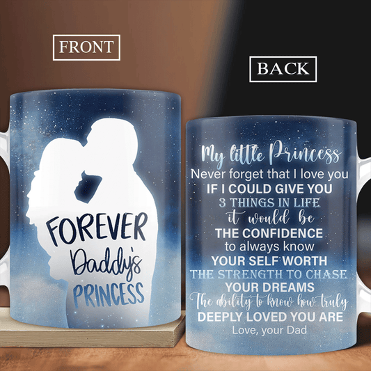 Family AOP Mug, Daughter And Dad Mug - Gifts For Daughter From Dad - Beautiful Night Sky, Forever Daddy's Princess Mug, Never Forget That I Love You