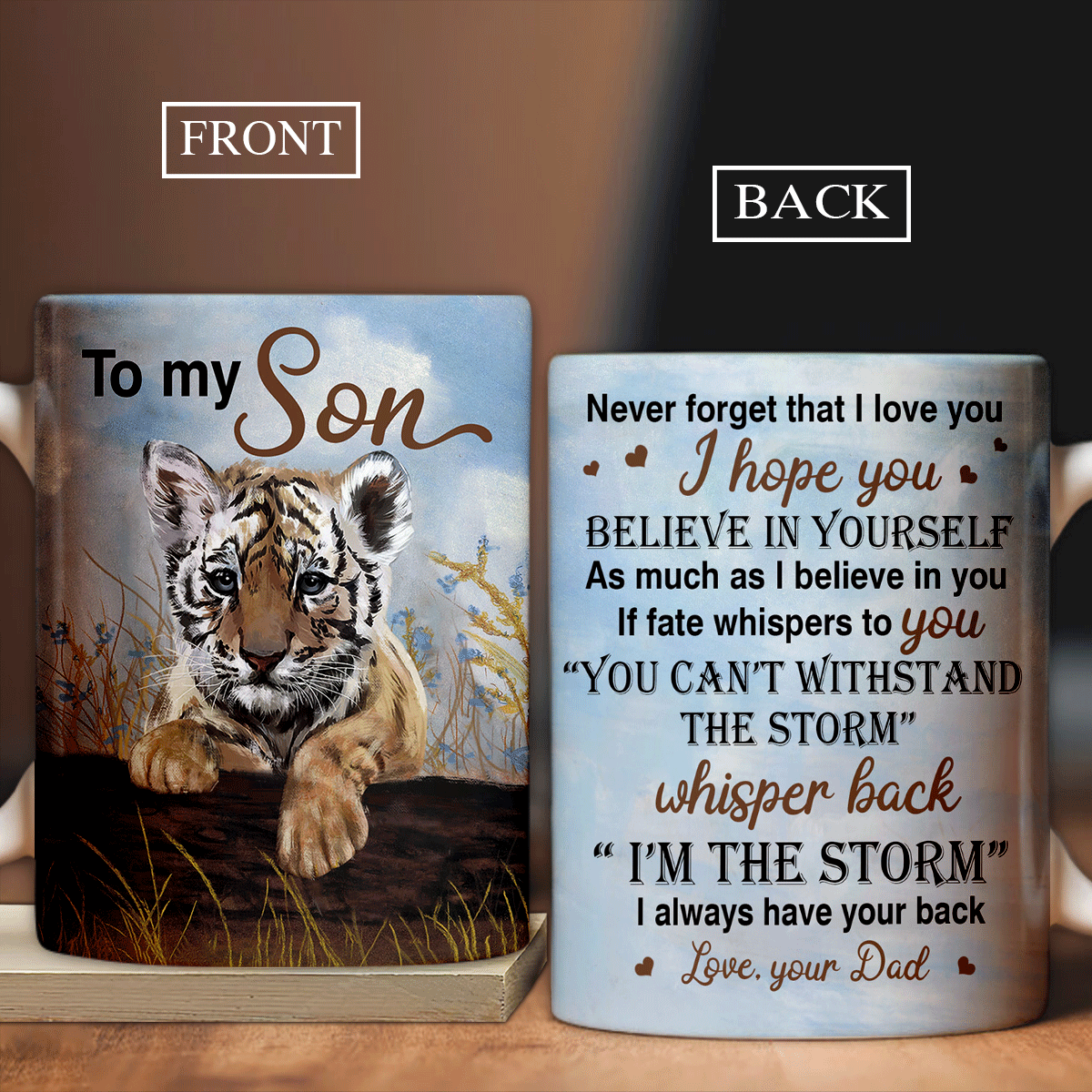 Family AOP Mug, Son And Dad Mug - Gifts For Son From Dad - Tiger Painting Mug, I Always Have Your Back Mug