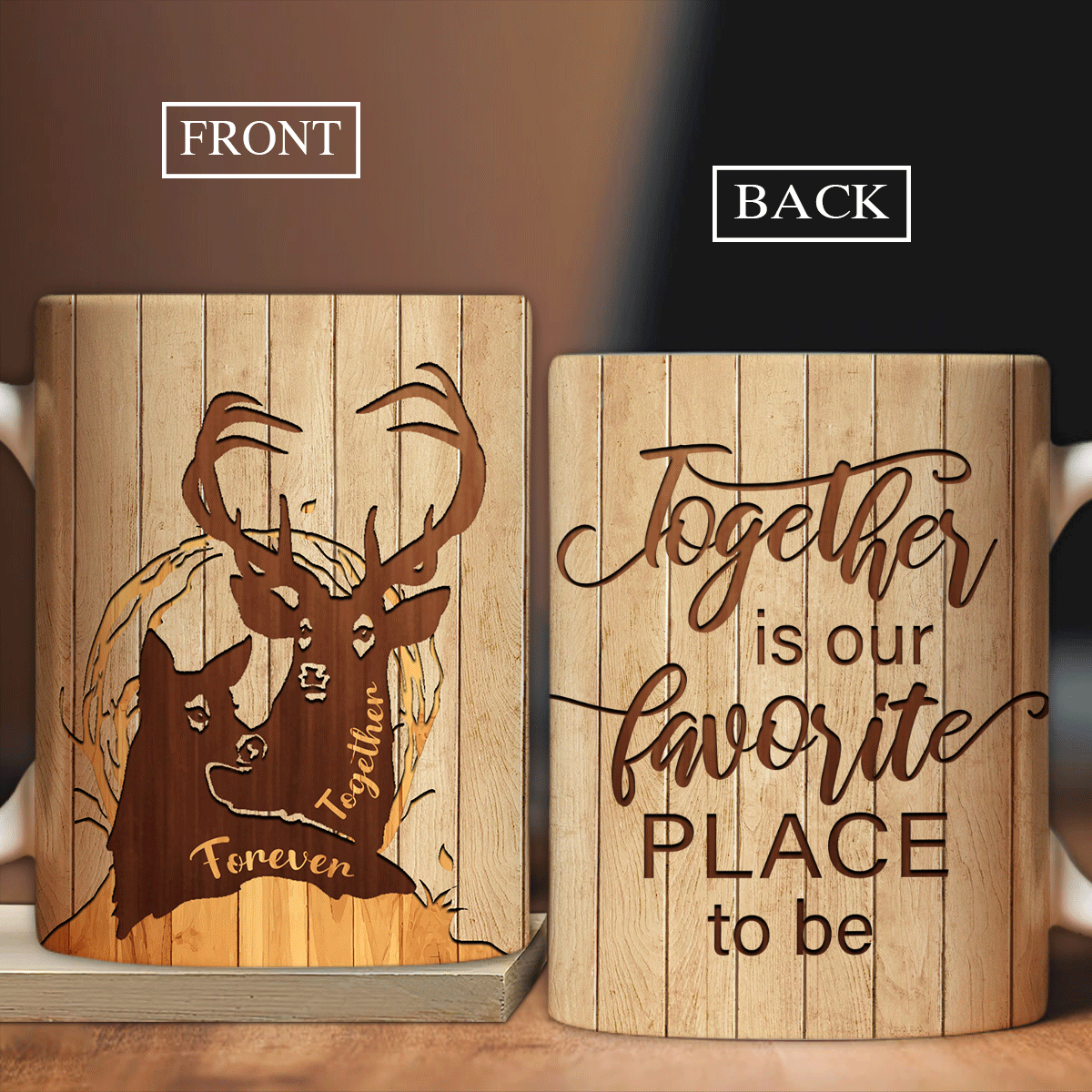 Couple AOP Mug, Anniversary Gift, Valentine's Day Gift For Husband, Wife, Partner, Couple - Deer Couple Mug, Together Is Our Favorite Place