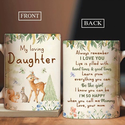 Family AOP Mug, Daughter And Mom Mug - Gifts For Daughter From Mom - Mom To Daughter, Forest Painting, Cute Deer, Always Remember I Love You Mug