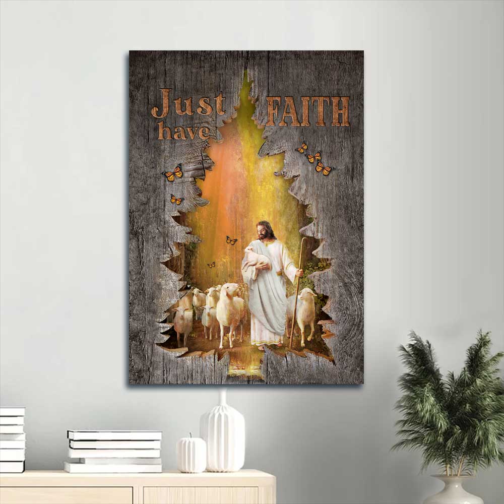 Jesus Portrait Canvas - Magic forest, Jesus painting, Lamb of God Canvas - Gift for Christian - Just have faith Portrait Canvas