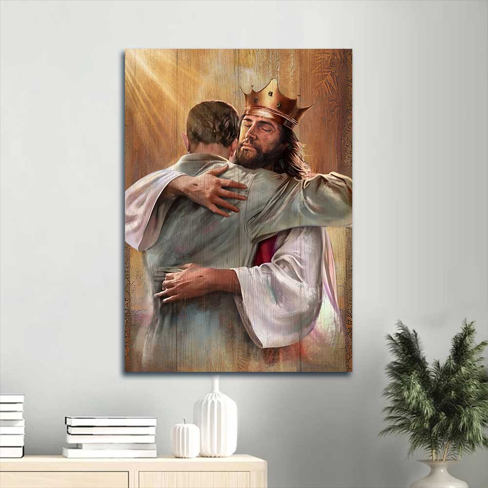 Jesus Portrait Canvas - Jesus the king, Beautiful heaven Canvas - Gift For Christian - A heartwarming hug from Jesus Canvas