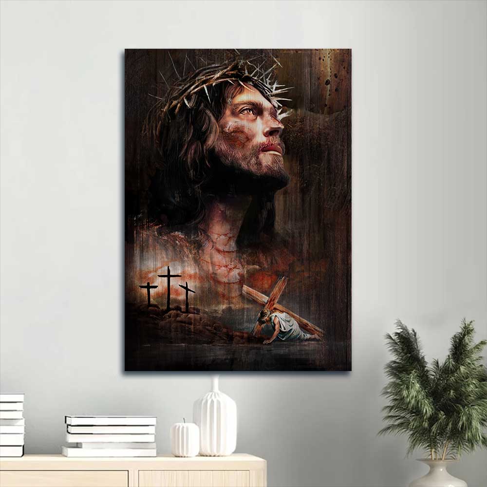 Jesus Portrait Canvas - Life of Jesus, Jesus on the cross, Crown of thorn Canvas - Gift For Christian Portrait Canvas