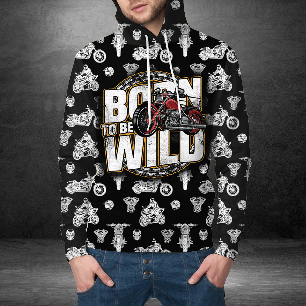 Motorcycle Pullover Halloween Premium Hoodie Born to be wild motorcycle, Perfect Outfit For Men And Women On Christmas New Year Autumn Winter