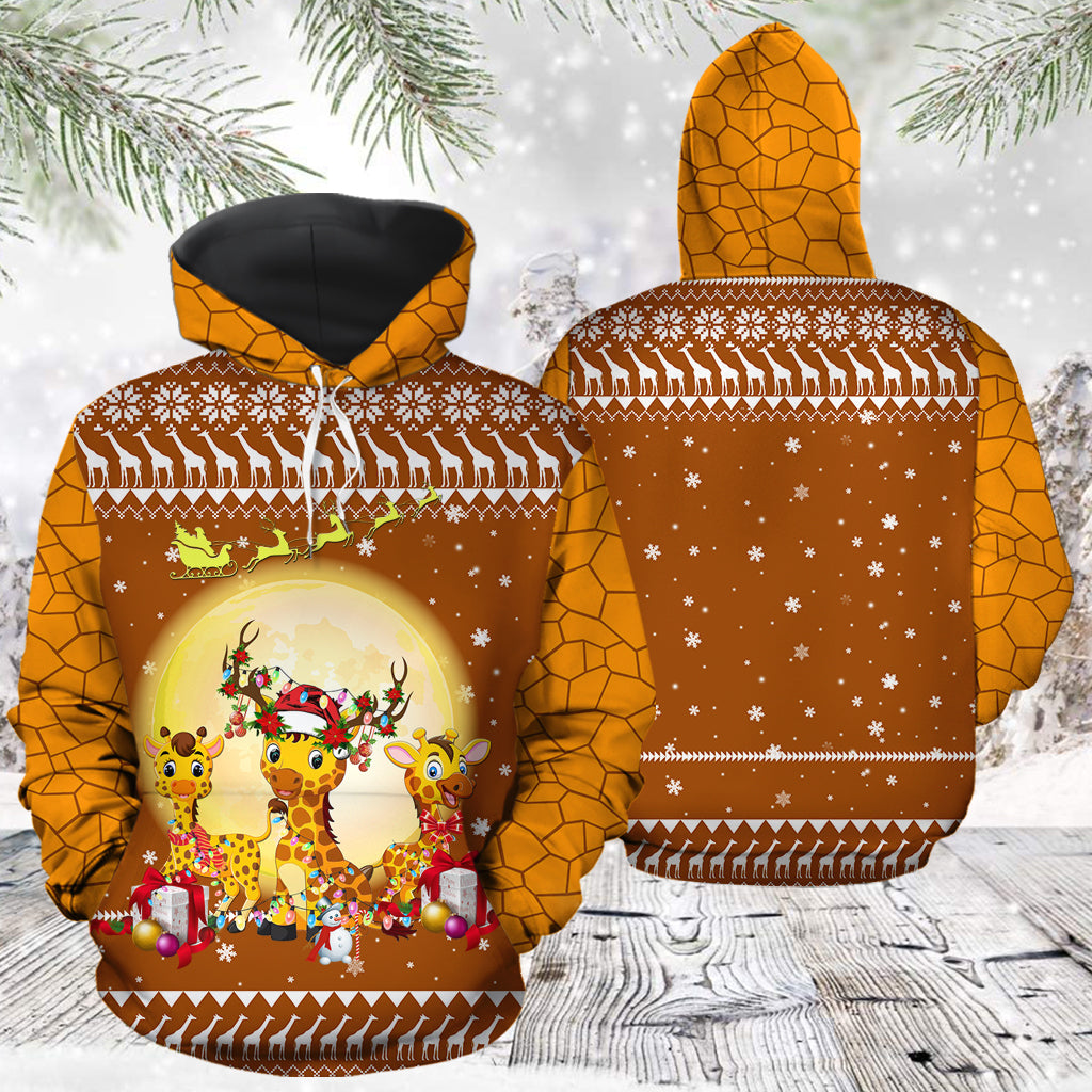 Cute Giraffe Christmas Pullover Premium Hoodie, Perfect Outfit For Men And Women On Christmas New Year Autumn Winter