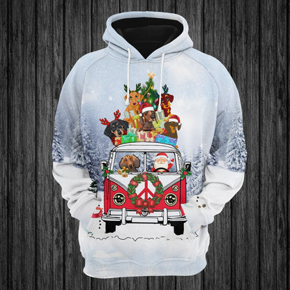 Dachshund Red Truck Christmas Pullover Premium Hoodie, Perfect Outfit For Men And Women On Christmas New Year Autumn Winter