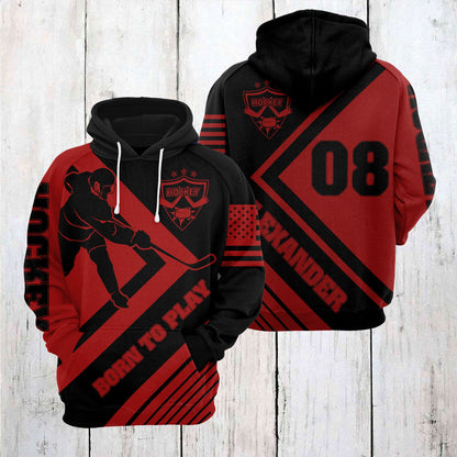 Custom Name Hockey Born To Play Pullover Premium Hoodie, Perfect Outfit For Men And Women On Christmas New Year Autumn Winter