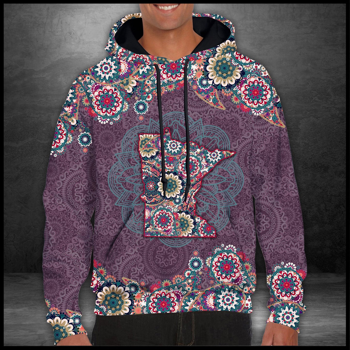 Minnesota Floral Mandala Pullover Premium Hoodie, Perfect Outfit For Men And Women On Christmas New Year Autumn Winter