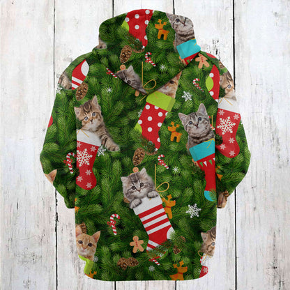Cute Cat Socks Christmas Pullover Premium Hoodie, Perfect Outfit For Men And Women On Christmas New Year Autumn Winter