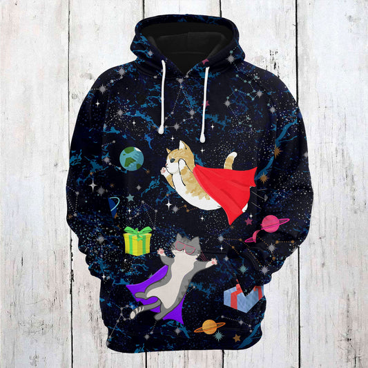 Cartoon Cat Space Pullover Premium Hoodie, Perfect Outfit For Men And Women On Christmas New Year Autumn Winter