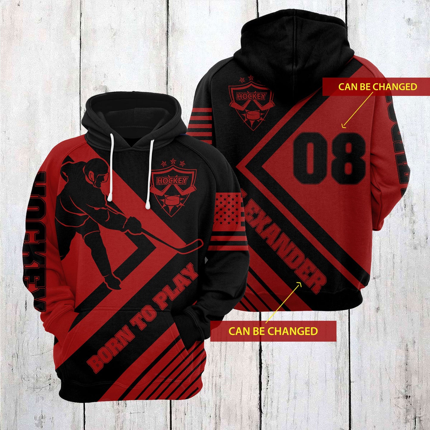 Custom Name Hockey Born To Play Pullover Premium Hoodie, Perfect Outfit For Men And Women On Christmas New Year Autumn Winter