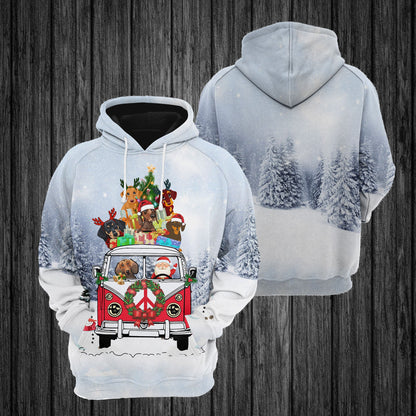 Dachshund Red Truck Christmas Pullover Premium Hoodie, Perfect Outfit For Men And Women On Christmas New Year Autumn Winter