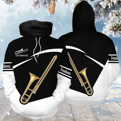 Trombone Black White Pullover Premium Hoodie, Perfect Outfit For Men And Women On Christmas New Year Autumn Winter