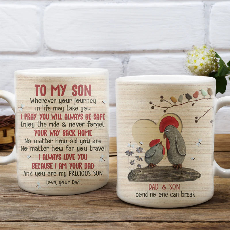 Family AOP Mug, Son And Dad Mug - Gifts For Son From Dad - Dad To Son Mug, Chicken Family Coffee Mug, You Are My Precious Son Mug